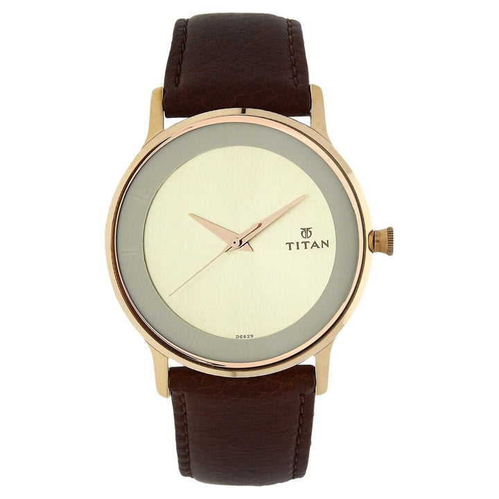 Titan Champagne Dial Analog Leather Strap watch for Men - The Watch Factory ®