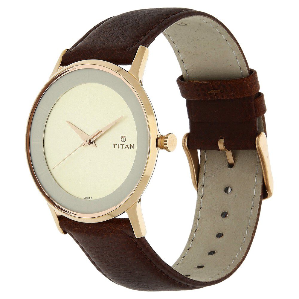 Titan Champagne Dial Analog Leather Strap watch for Men - The Watch Factory ®