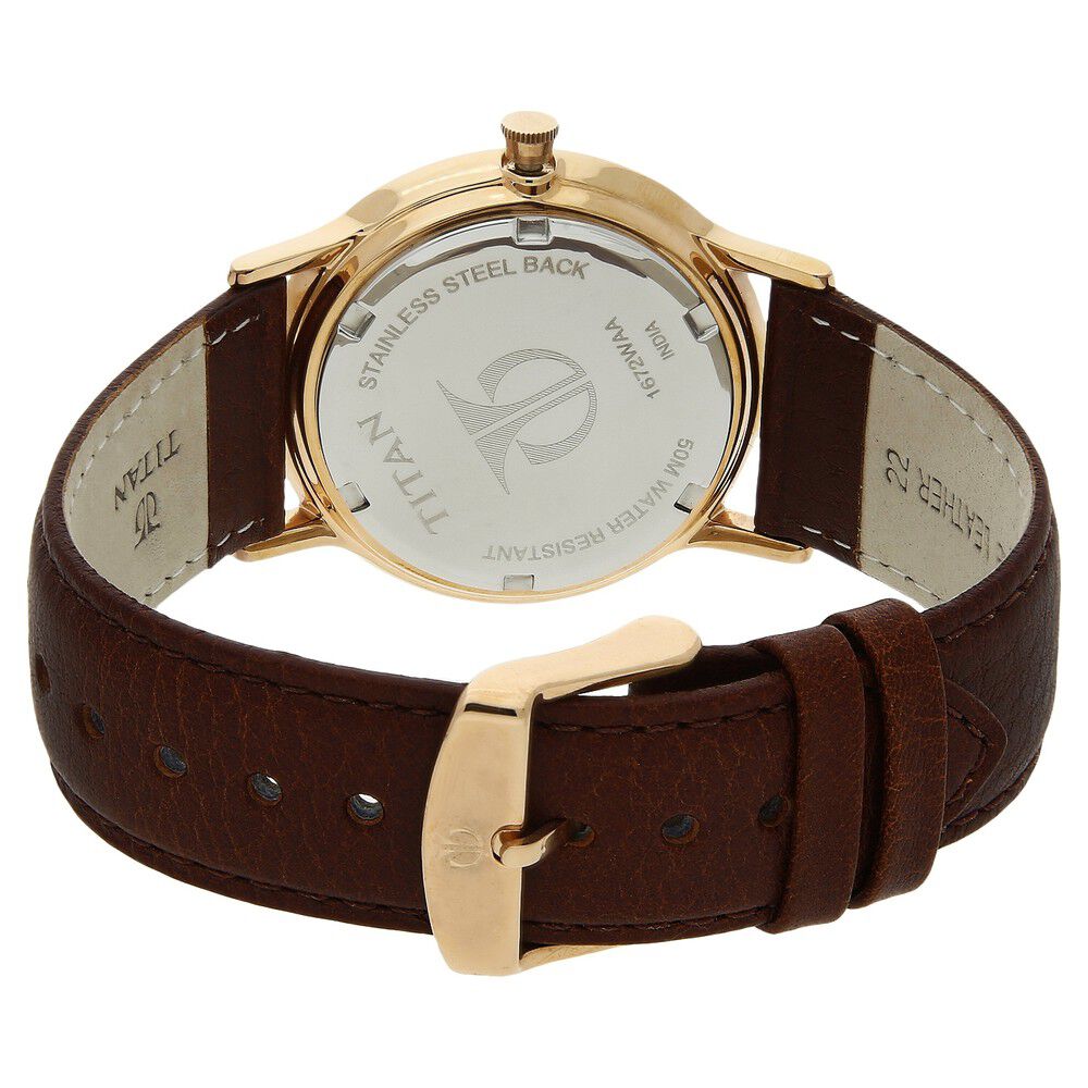 Titan Champagne Dial Analog Leather Strap watch for Men - The Watch Factory ®