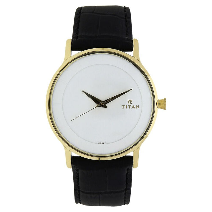 Titan Men Analog White Dial Leather Strap Watch for Men-1672YL01