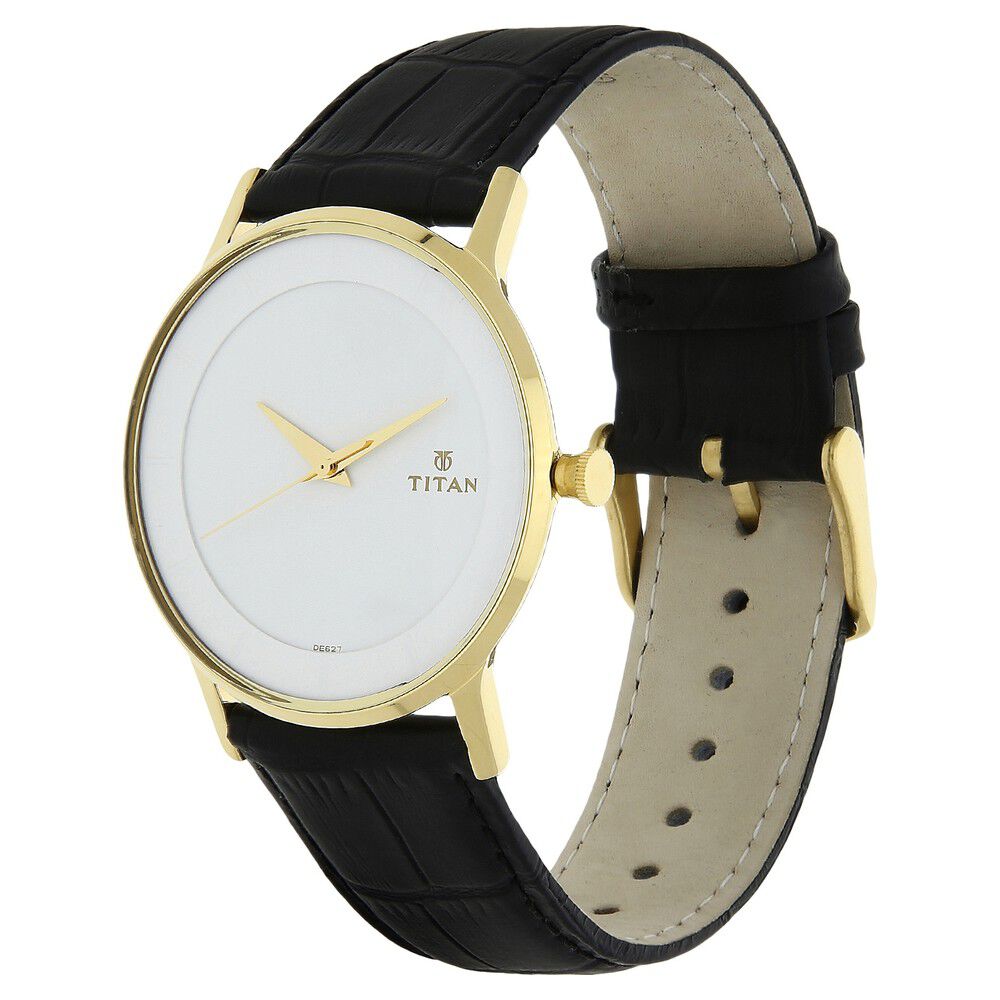 Titan Men Analog White Dial Leather Strap Watch for Men-1672YL01