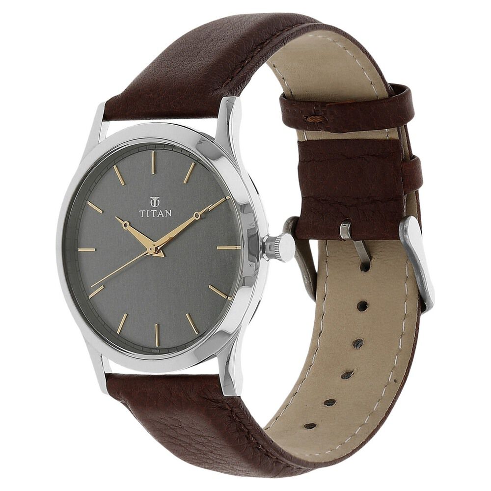 Titan Quartz Analog Black Dial Leather Strap Watch for Men-1674SL02
