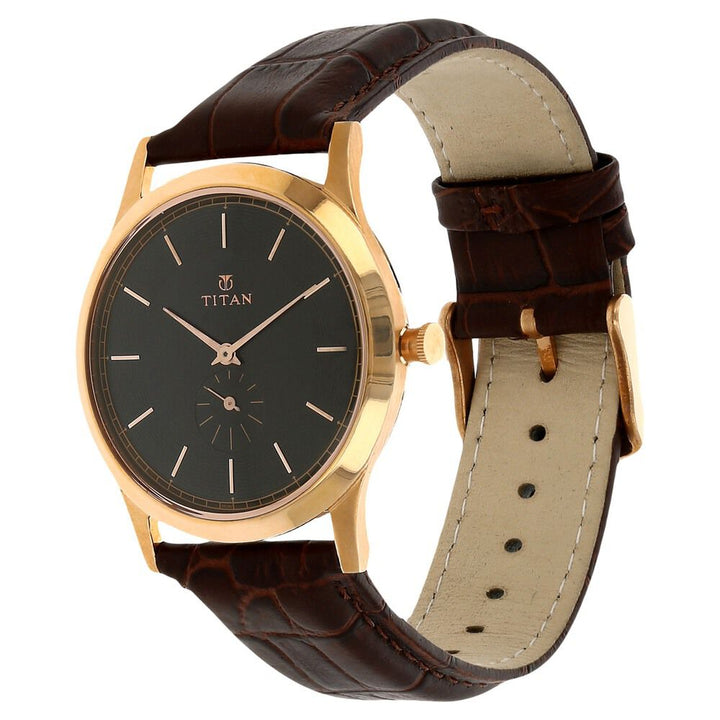Titan Analog Black Dial Quartz Leather Strap watch for Men-1674WL01