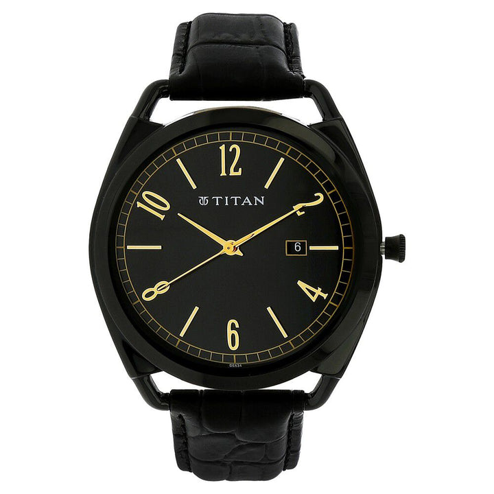 Titan Analog with Date Quartz Black Dial Stainless Steel Strap watch for Men-1675NL01