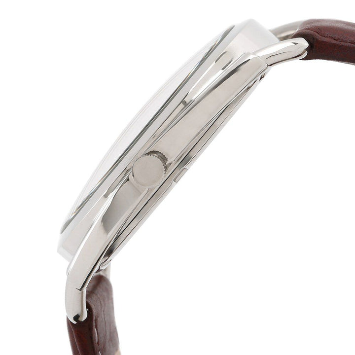 Titan Analog Silver Dial with Date Stainless Steel Brown Leather Strap watch for Men-1675SL01