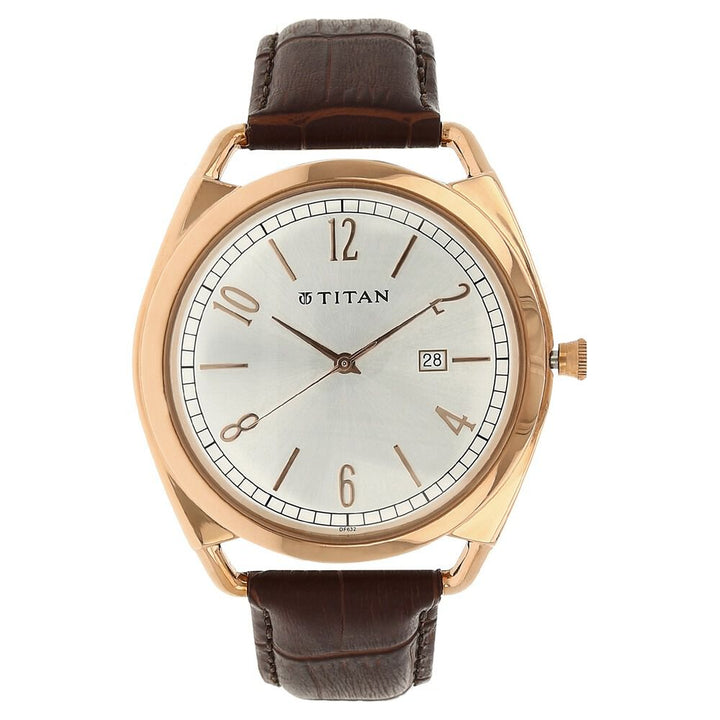 Titan Round Silver Dial Analog with Date Stainless Steel Strap Watch for Men-1675WL01