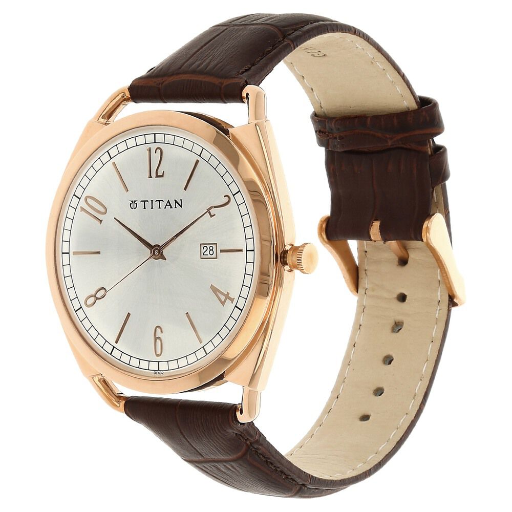 Titan Round Silver Dial Analog with Date Stainless Steel Strap Watch for Men-1675WL01