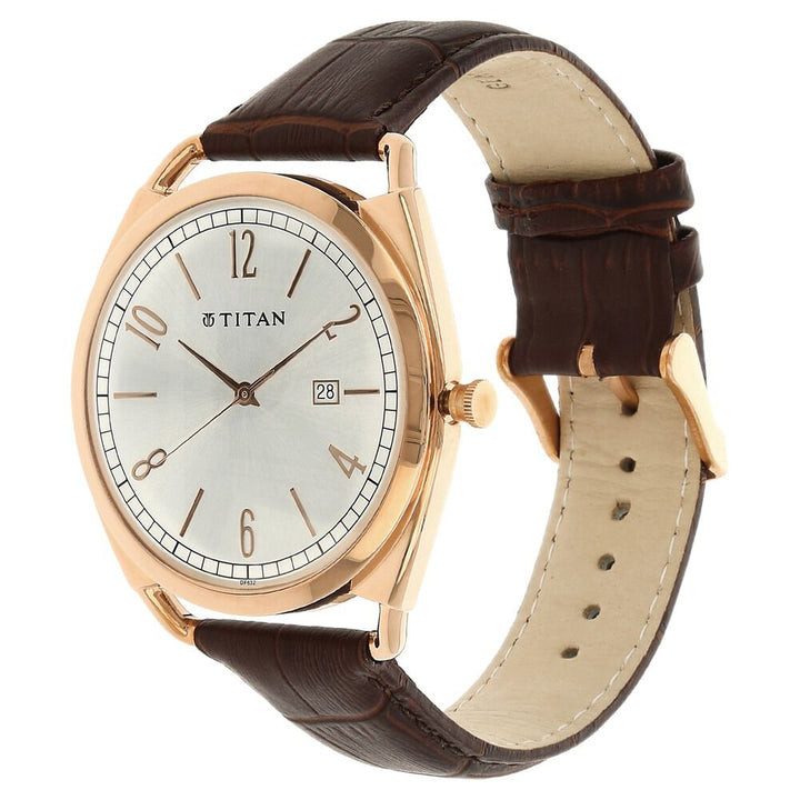Titan Round Silver Dial Analog with Date Stainless Steel Strap Watch for Men-1675WL01