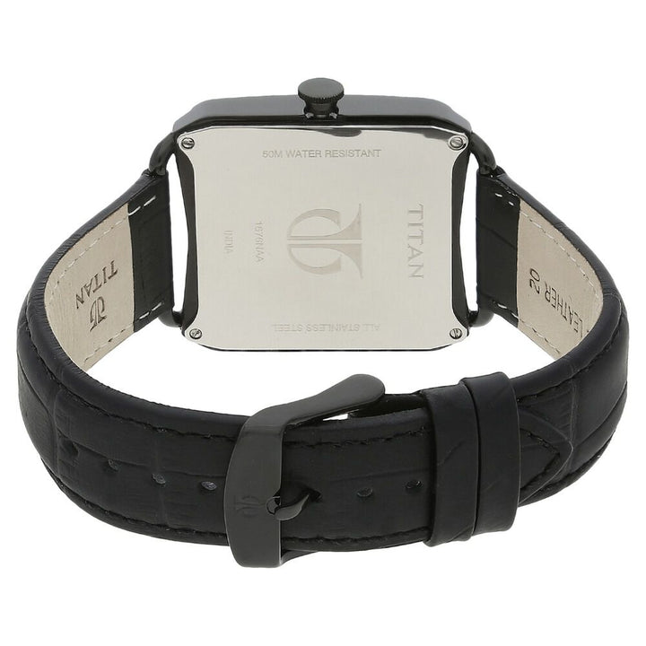 Titan Quartz Analog Black Dial Leather Strap Watch for Men-1676NL01