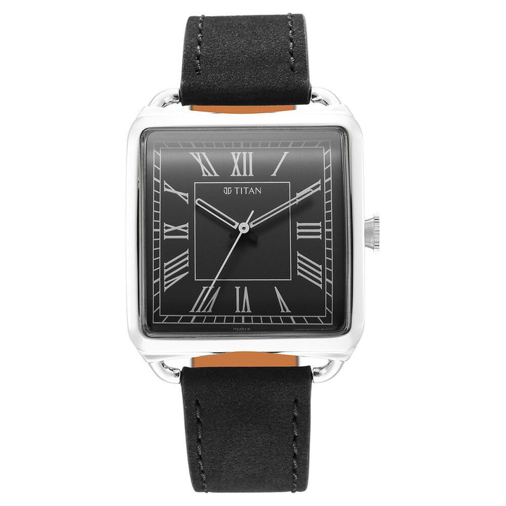 Titan Retro Revive Quartz Analog Black Dial Leather Strap for Men - The Watch Factory ®