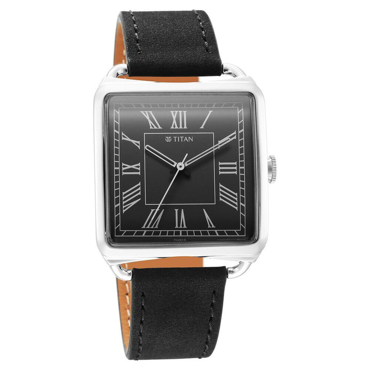 Titan Retro Revive Quartz Analog Black Dial Leather Strap for Men - The Watch Factory ®