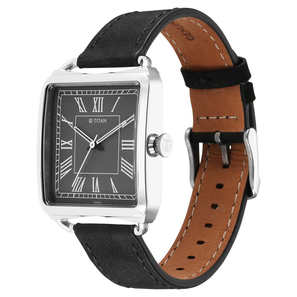 Titan Retro Revive Quartz Analog Black Dial Leather Strap for Men - The Watch Factory ®