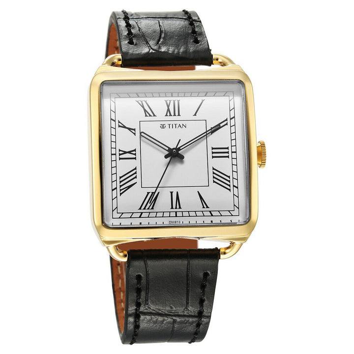 Titan Retro Revive Quartz Analog White Dial Leather Strap for Men - The Watch Factory ®