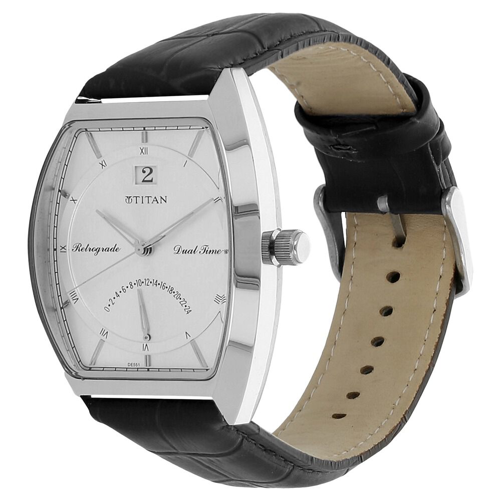 Titan Dual Time Silver Dial Stainless Steel Strap watch for Men-1680SL01