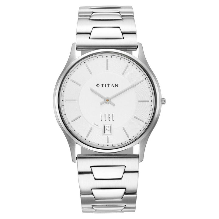 Titan Edge Slim Stainless Steel Strap Silver Dial Analog Watch for Men NS1683SM01