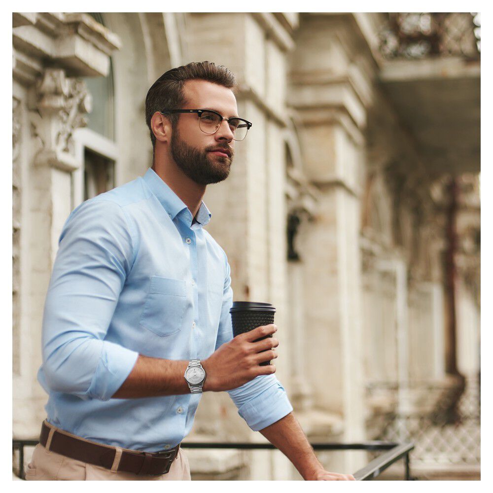 Titan Edge Slim Stainless Steel Strap Silver Dial Analog Watch for Men NS1683SM01