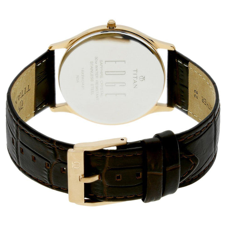 Titan Edge Slim Leather Strap Black Dial Analog Watch for Men NS1683WL01