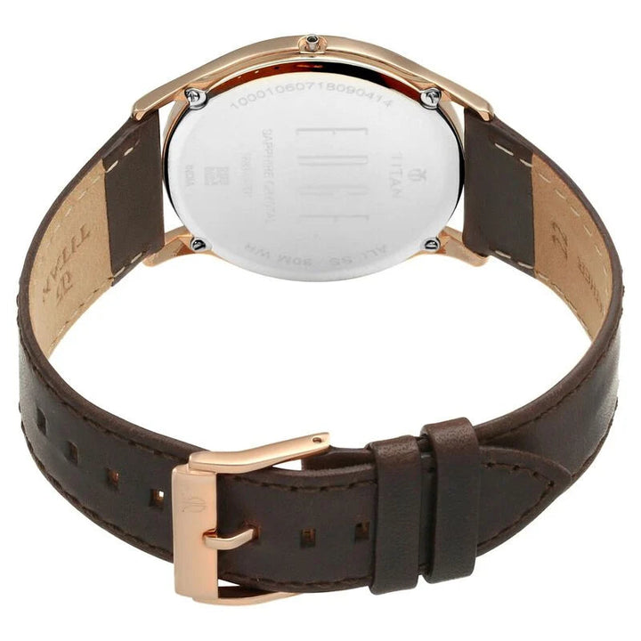 Titan Edge Quartz Analog White Dial Leather Strap Unisex Watch 1683WL02