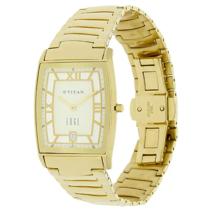 TITAN Edge Off White Dial Metal Strap Watch NK1684YM01