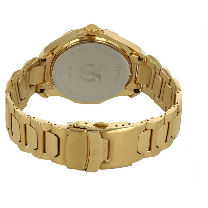 Titan Quartz Multifunction Champagne Dial Stainless Steel Strap watch for Men NS1688KM01