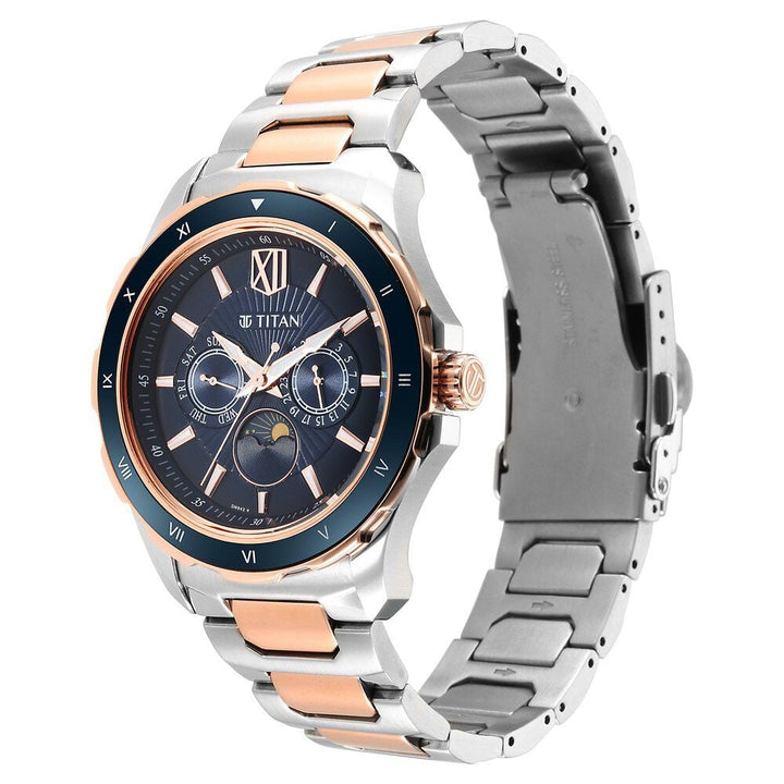 Titan Regalia Premium Blue Dial Quartz Multifunction Stainless Steel Strap watch for Men - The Watch Factory ®
