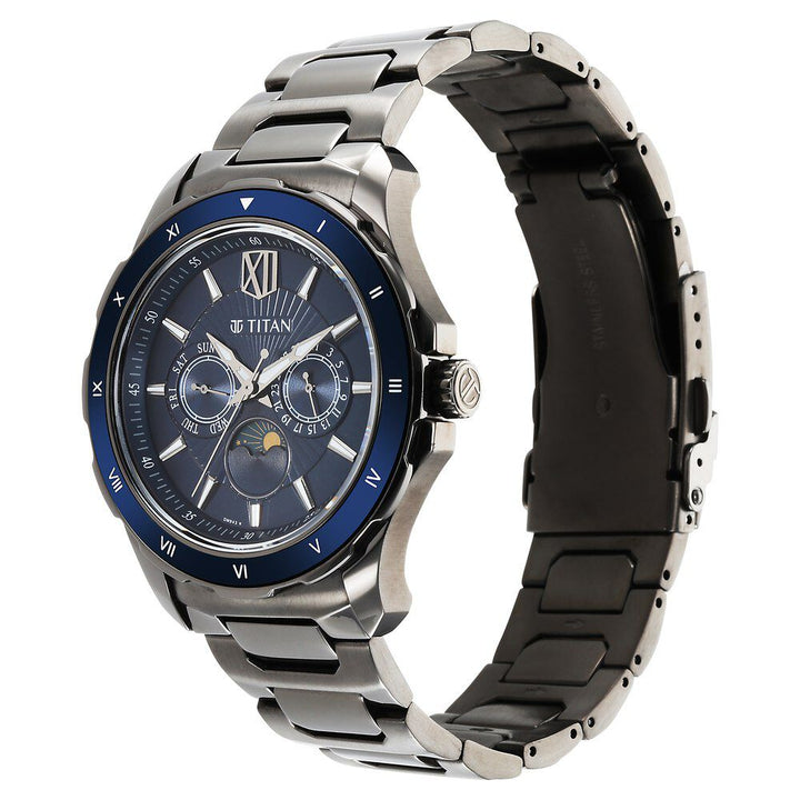 Titan Regalia Premium Blue Dial Stainless Steel Strap Watch for Men - The Watch Factory ®