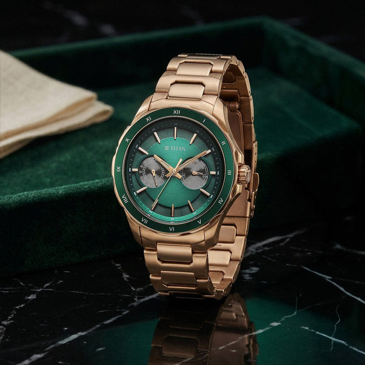 Titan Regalia Opulent 1688KM11 Green Dial Men&
