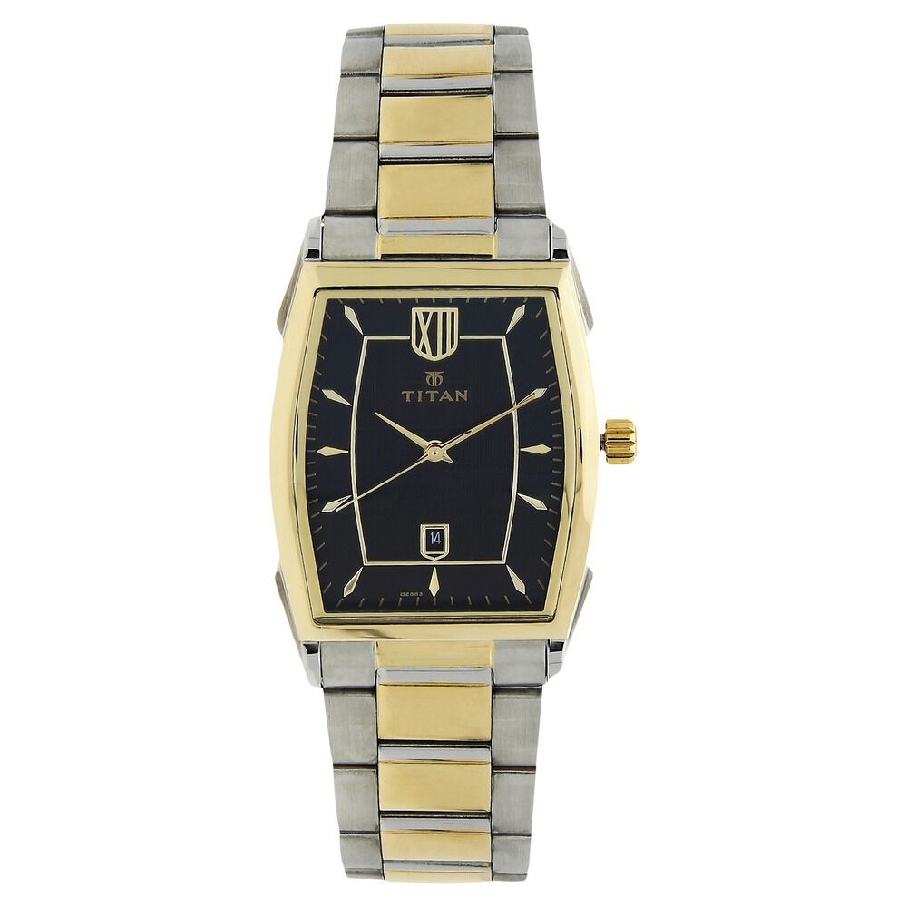 Titan Regal Crest Black Dial Analog with Date Stainless Steel Strap watch for Men-1692BM02