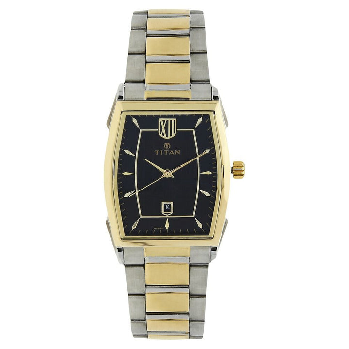 Titan Regal Crest Black Dial Analog with Date Stainless Steel Strap watch for Men-1692BM02