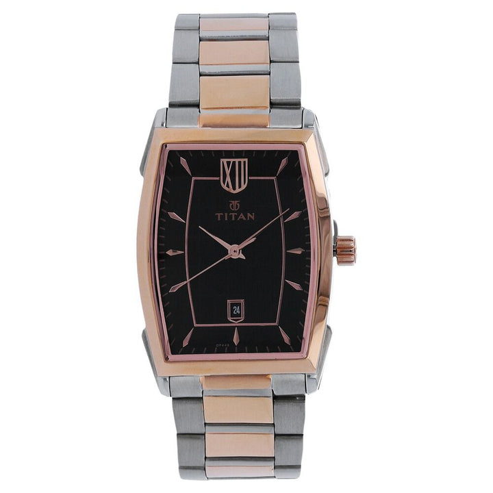 Titan Quartz Analog with Date Black Dial Stainless Steel Strap Watch for Men-NJ1692KM01