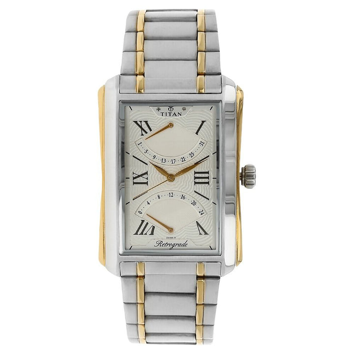 Titan Quartz Multifunction Silver Dial Stainless Steel Strap Watch for Men-NJ1694BM01