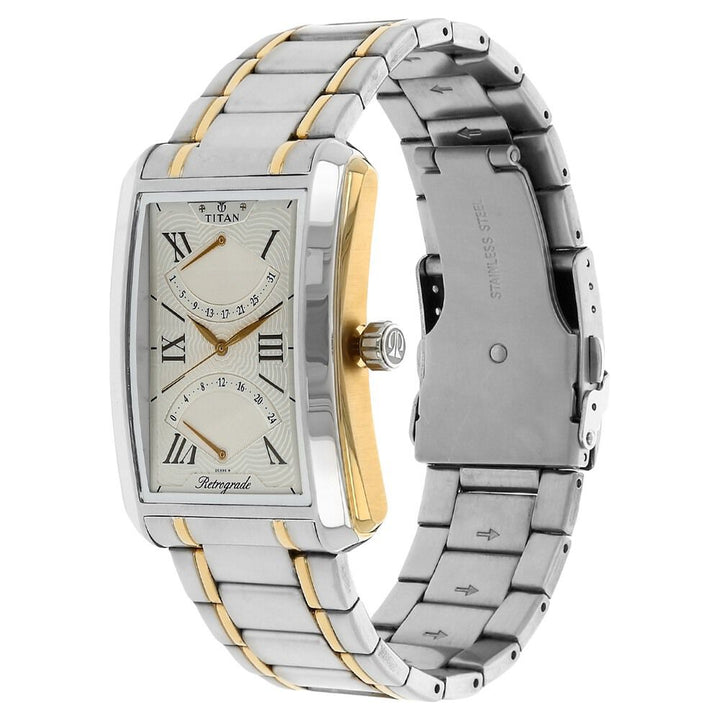 Titan Quartz Multifunction Silver Dial Stainless Steel Strap Watch for Men-NJ1694BM01