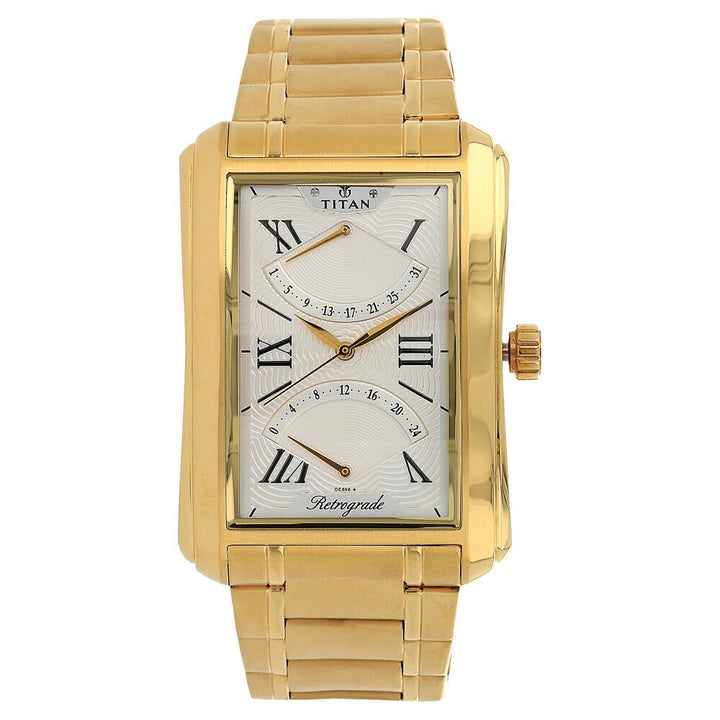 Titan Regallia White Dial Quartz Multifunction Stainless Steel Strap watch for Men-NJ1694YM01