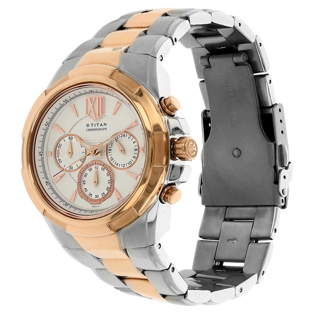 Titan Quartz Chronograph Silver Dial Stainless Steel Strap Watch for Men-NK1695KM01