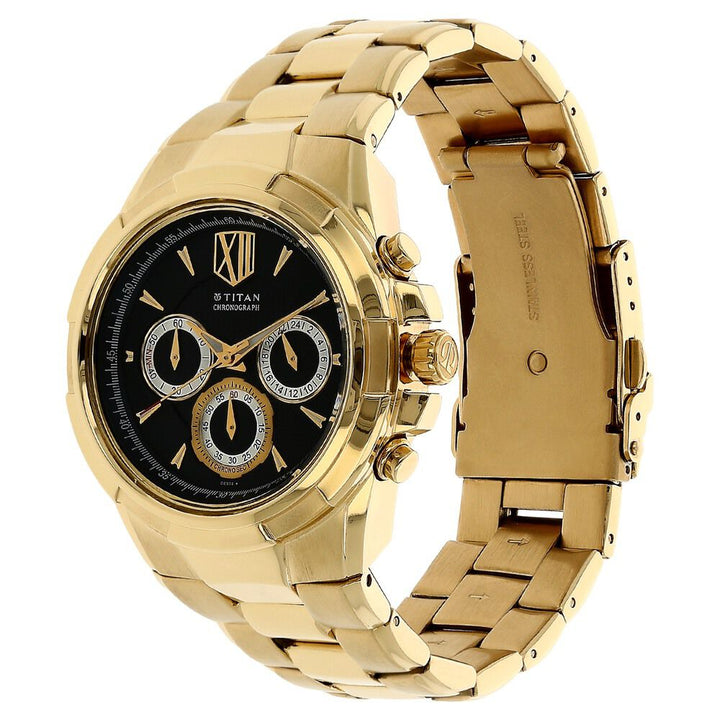 Titan Regal Crest Blue Dial Chronograph Stainless Steel Strap watch for Men-NJ1695YM01