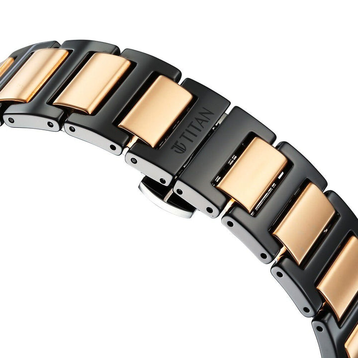 Titan Edge Ceramic Quartz in Midnight Gold with Black Dial Watch for Men - The Watch Factory ®
