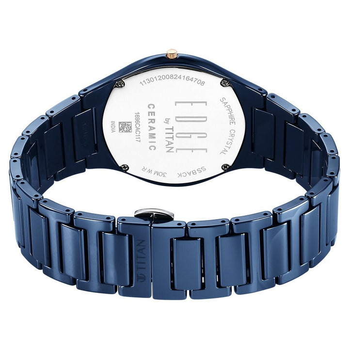 Titan Edge Bicolour Quartz Analog Blue Dial Blue Ceramic Strap Watch For Men - The Watch Factory ®