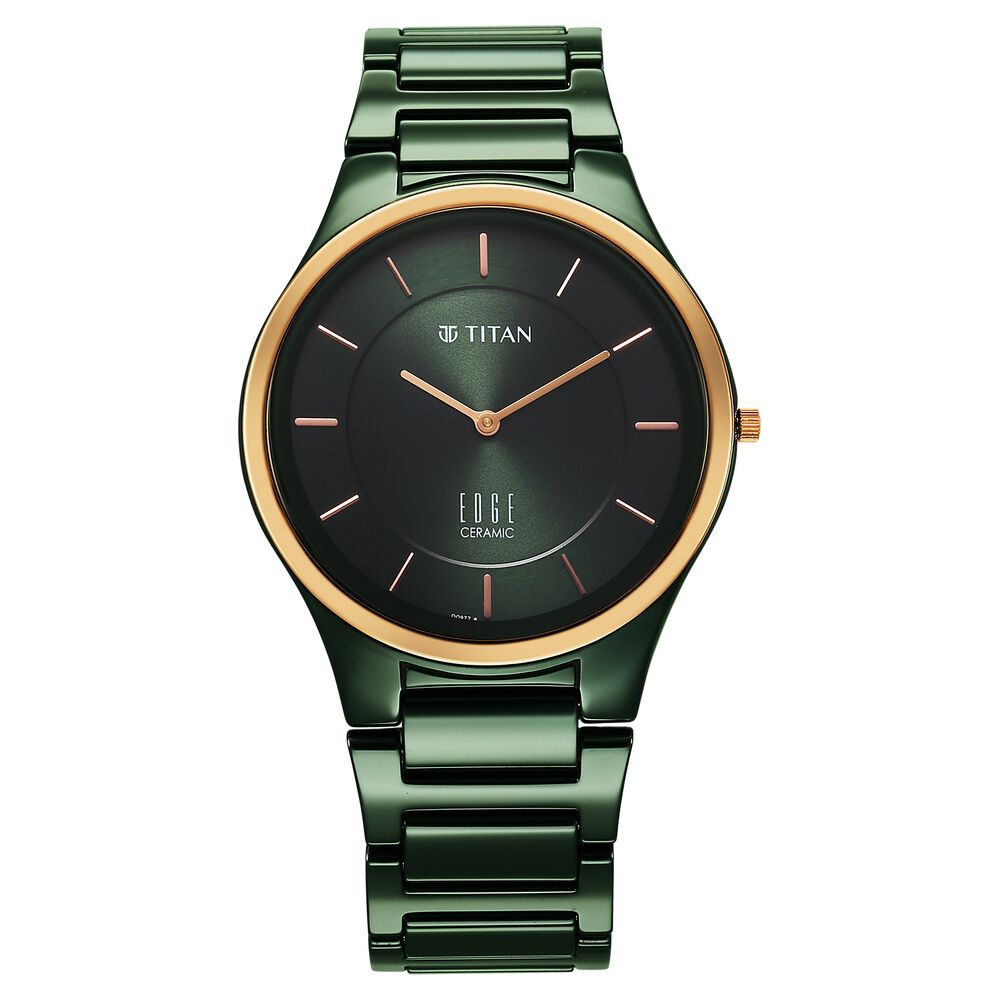 Titan Edge Bicolour Quartz Analog Green Dial And Green Ceramic Strap Watch For Men - The Watch Factory ®