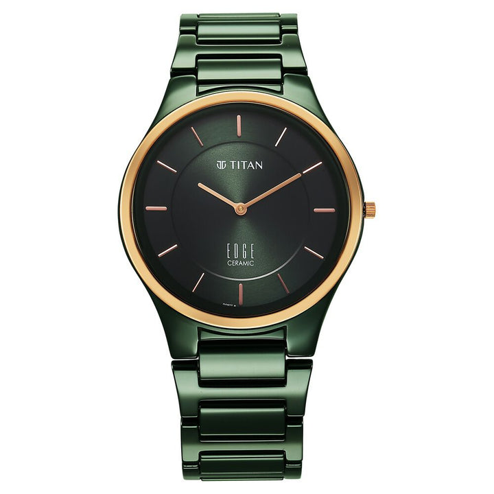 Titan Edge Bicolour Quartz Analog Green Dial And Green Ceramic Strap Watch For Men - The Watch Factory ®