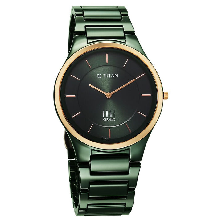 Titan Edge Bicolour Quartz Analog Green Dial And Green Ceramic Strap Watch For Men - The Watch Factory ®