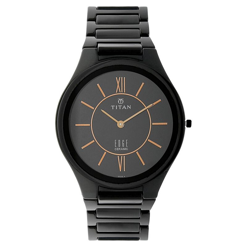 Titan Edge Ceramic Black Dial Analog Ceramic Strap Watch For Men