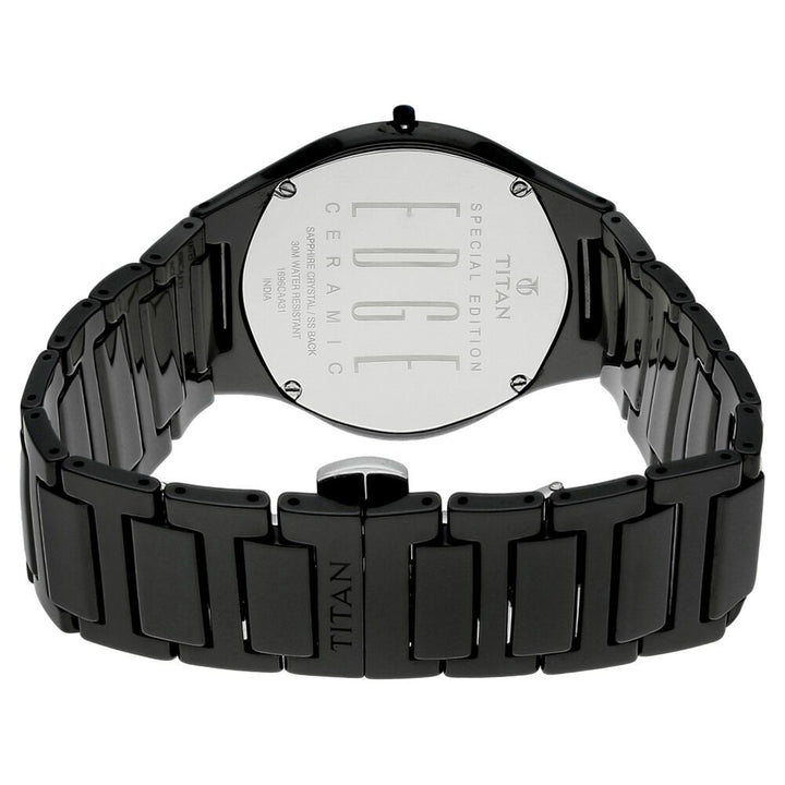 Titan Edge Ceramic Slim Ceramic Strap Rich Black Dial Analog Watch for Men NS1696NC01