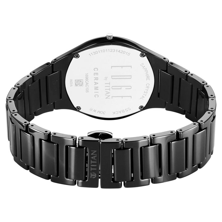 Titan Edge Ceramic Quartz in Glossy Black with Diamonds and Black Dial Watch for Men - The Watch Factory ®