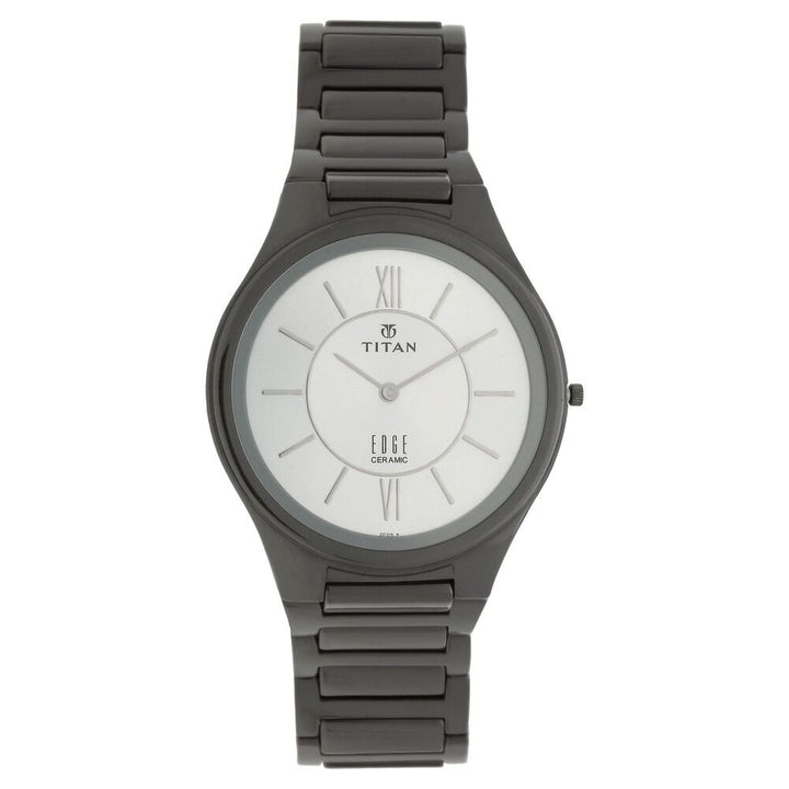 Titan Quartz Analog Silver Dial Ceramic Strap Watch for Men-1696QC01