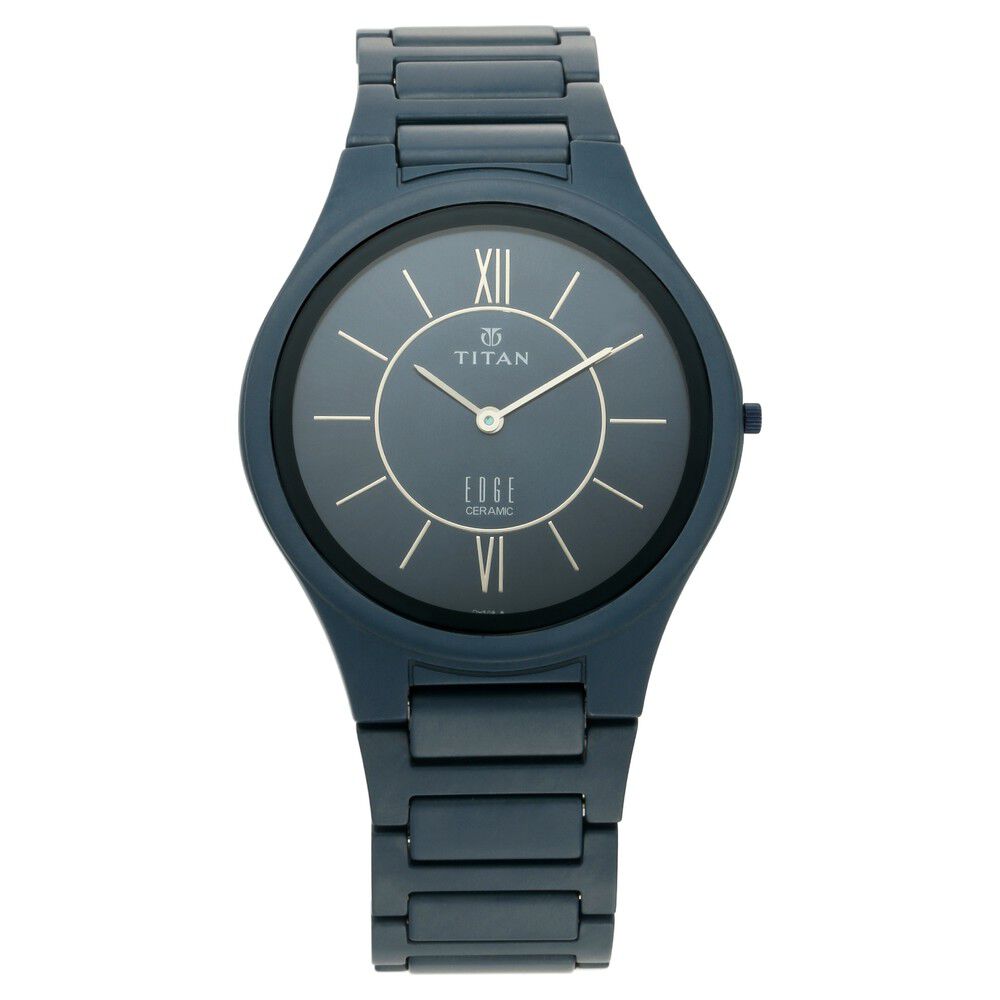 Titan Quartz Analog Blue Dial Ceramic Strap Watch for Men-NN1696QC05