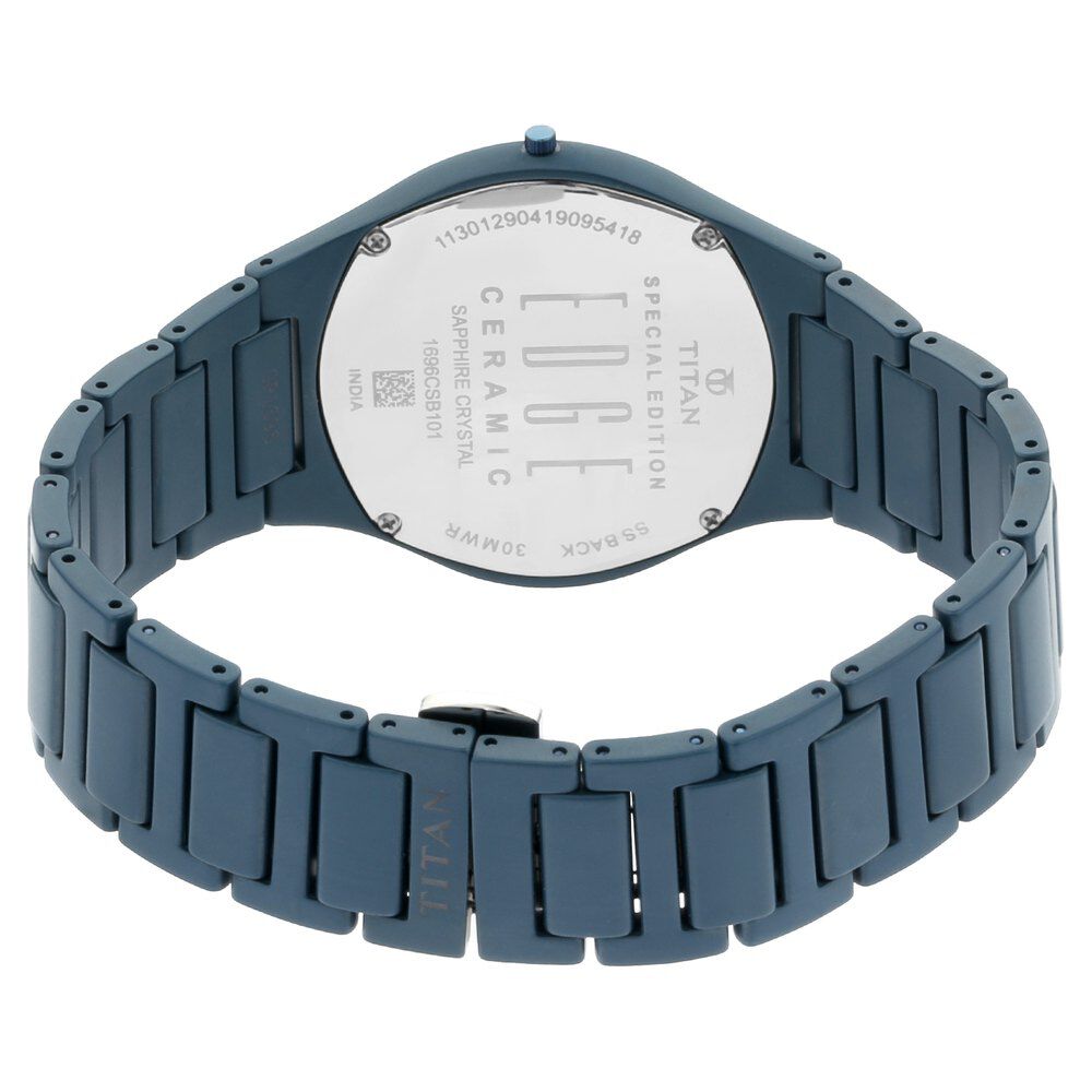 Titan Quartz Analog Blue Dial Ceramic Strap Watch for Men-NN1696QC05