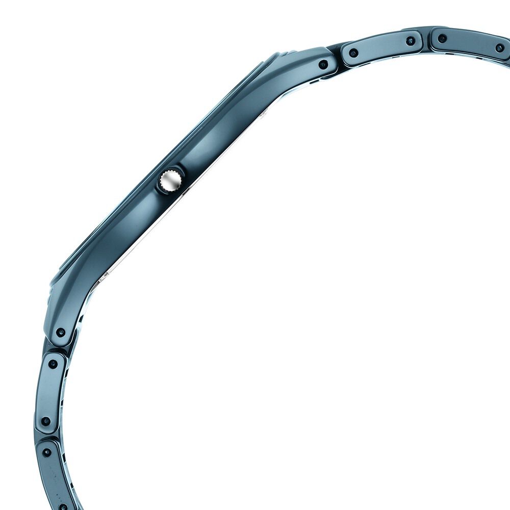 Titan Edge Ceramic Slim Ceramic Strap Blue Dial With Diamonds Analog Watch for Men 1696QC09