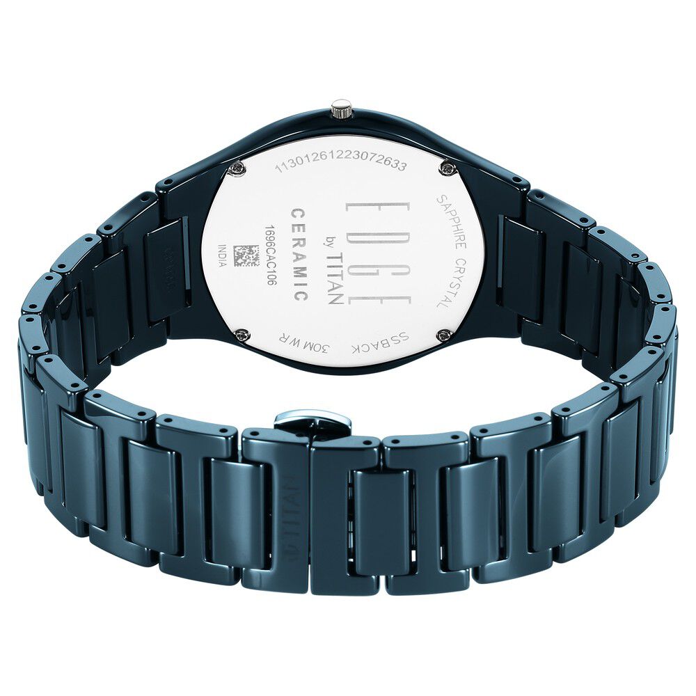 Titan Edge Ceramic Quartz in Atlantic Blue Dial with Diamonds Watch for Men - The Watch Factory ®