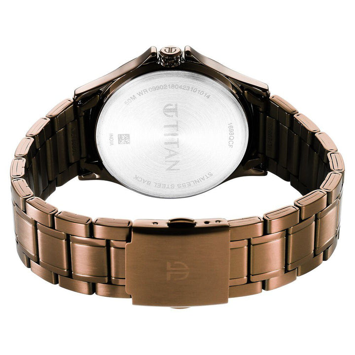 Titan Neo Splash Quartz Multifunction Brown Dial Stainless Steel Strap Watch for Men - The Watch Factory ®