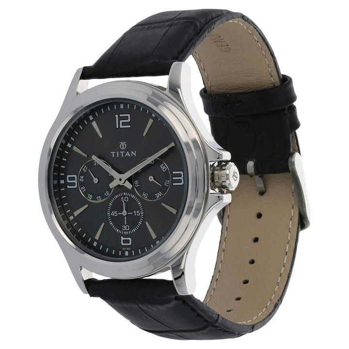 Titan Quartz Multifunction Anthracite Dial Leather Strap watch for Men NS1698SL02